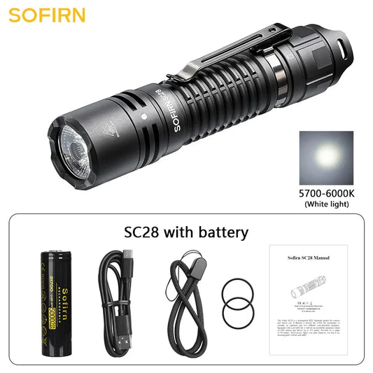 SC28 2800Lm Powerful 21700 Rechargeable XHP50B HD LED Type-C Flashlight Portable Torch EDC Flash Light IPX8 for Camping