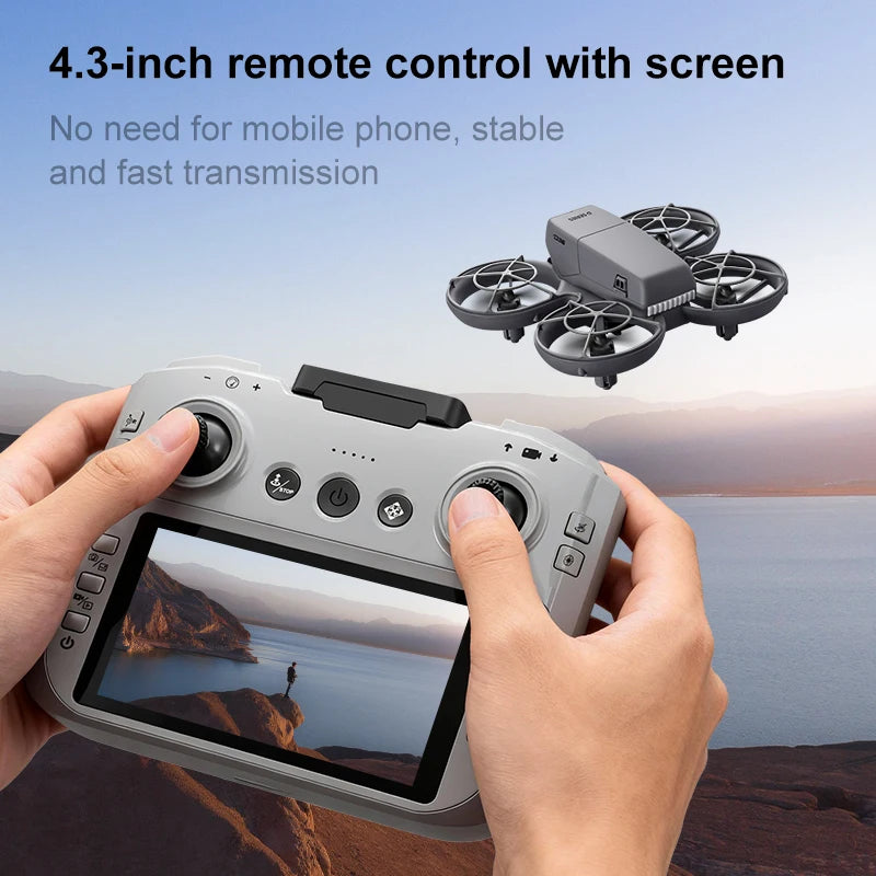 D36 Mini Drone with Screen Remote - Fully Enclosed Propellers, 4-Directional Obstacle Avoidance & LED Lights Safe Indoor Fly Toy