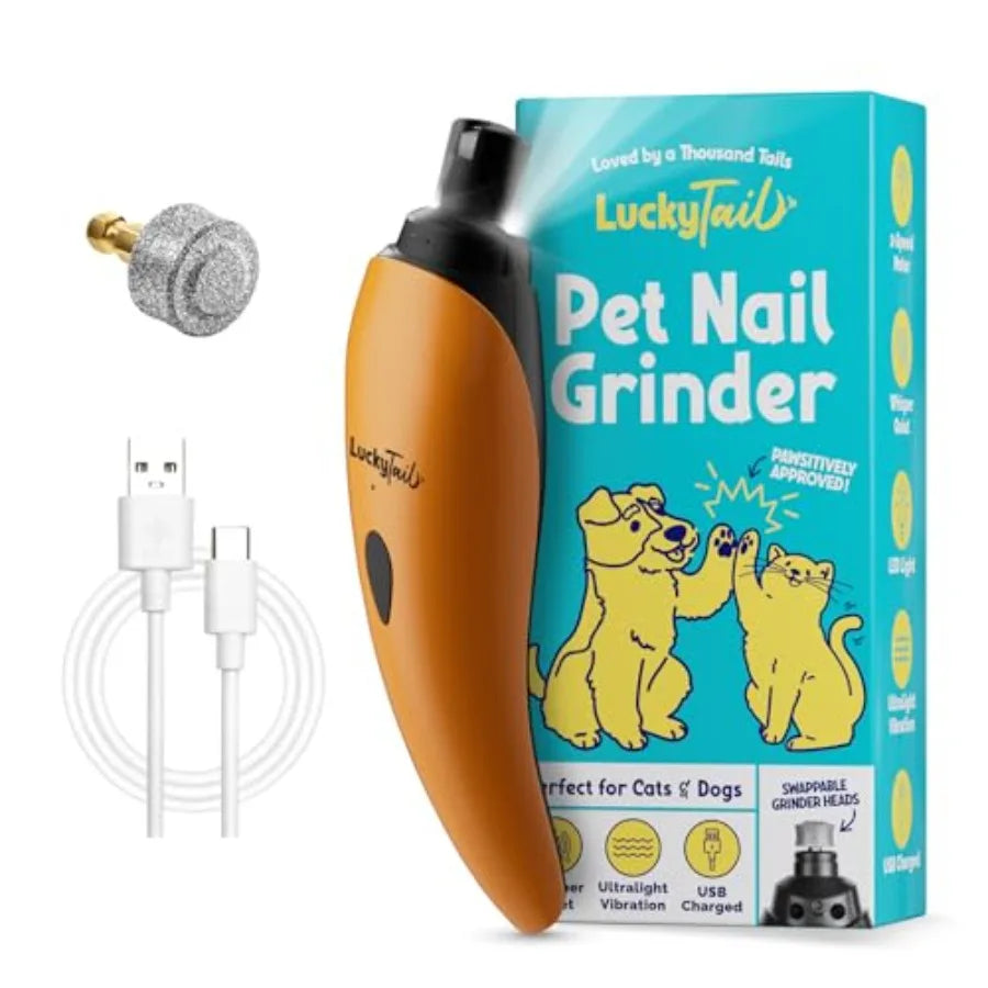 Pet Nail Grinder for Dogs and Cats - Super Quiet and Low Vibration Electric Dog Nail Grinder with 2 LED Lights - USB