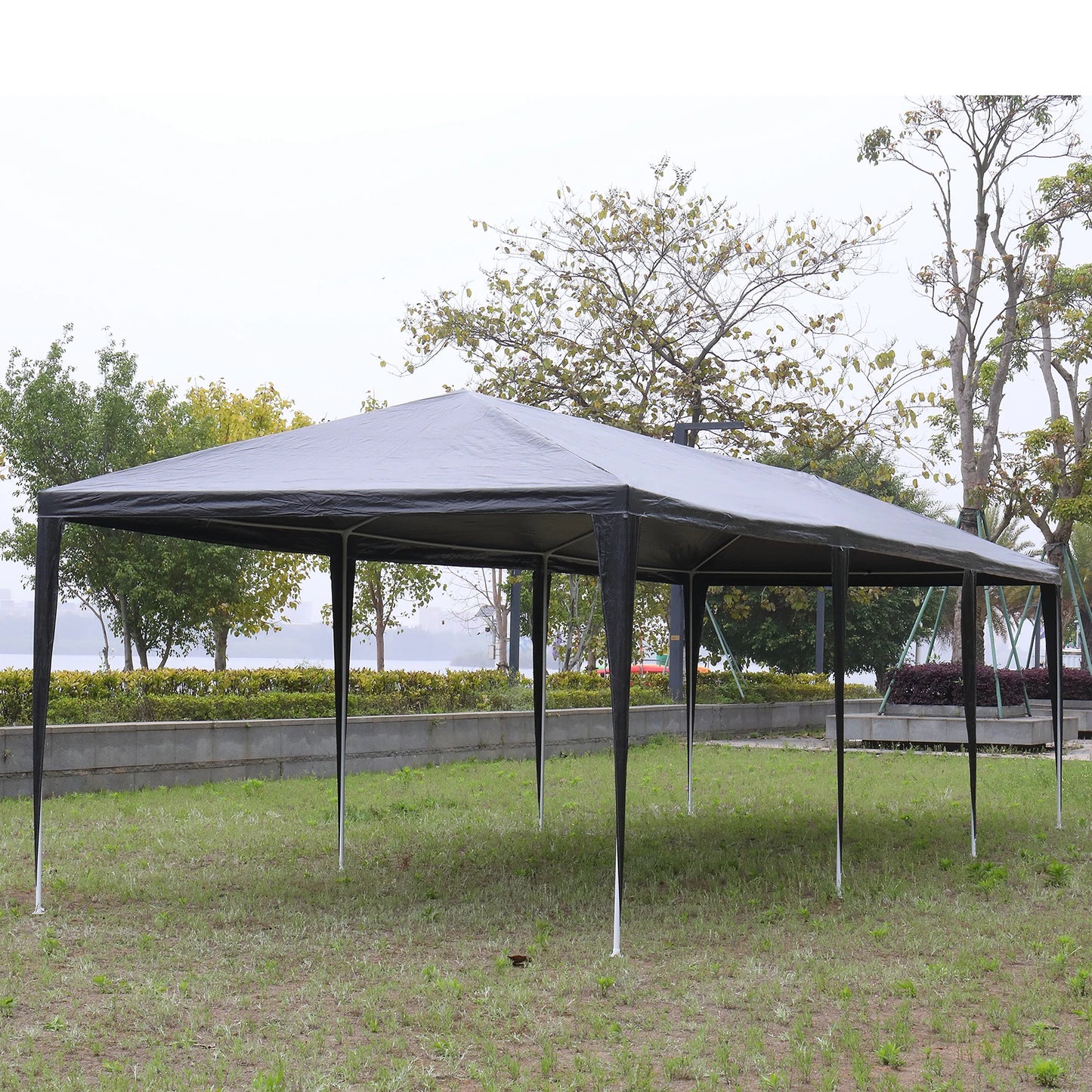 10 x 30 FT Outdoor Party Tent with 8 Removable Sidewalls, Waterproof Canopy Patio Wedding Gazebo, Heavy Duty Iron Frame, Black