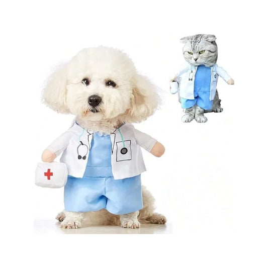 【New style】Dog Cat Doctor Costume, Funny Pet Doctor Halloween Costumes For Small Dogs Cats Puppy, Cosplay Party Dog Jeans Cloth
