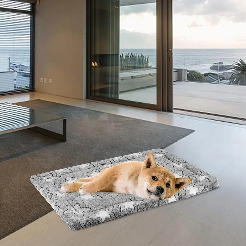 Reversible Dog Crate Pad - Cool & Warm, Machine Washable, Cozy Star Pattern, All-Season Pet Bed for Small, Medium, Large Dogs, 30" x 20"