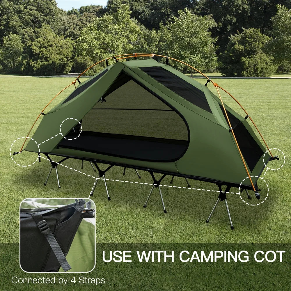 Camping Cot Tent - Waterproof 1-Person Off-Ground Combo Cot Bed for Adults Outdoor Camping Fishing Hunting Portable Easy Set-up Tent