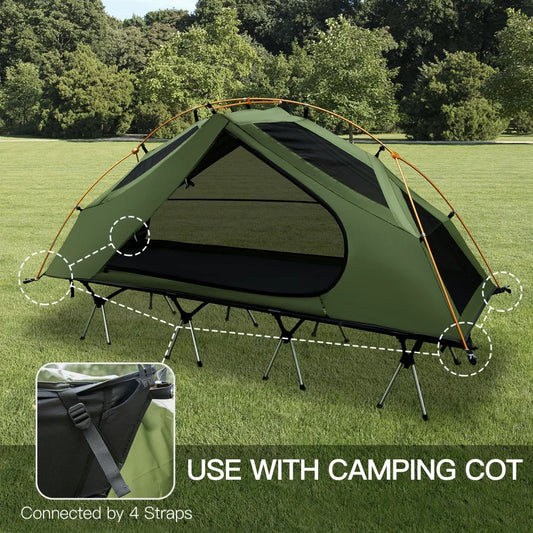 Camping Cot Tent - Waterproof 1-Person Off-Ground Combo Cot Bed for Adults Outdoor Camping Fishing Hunting Portable Easy Set-up Tent