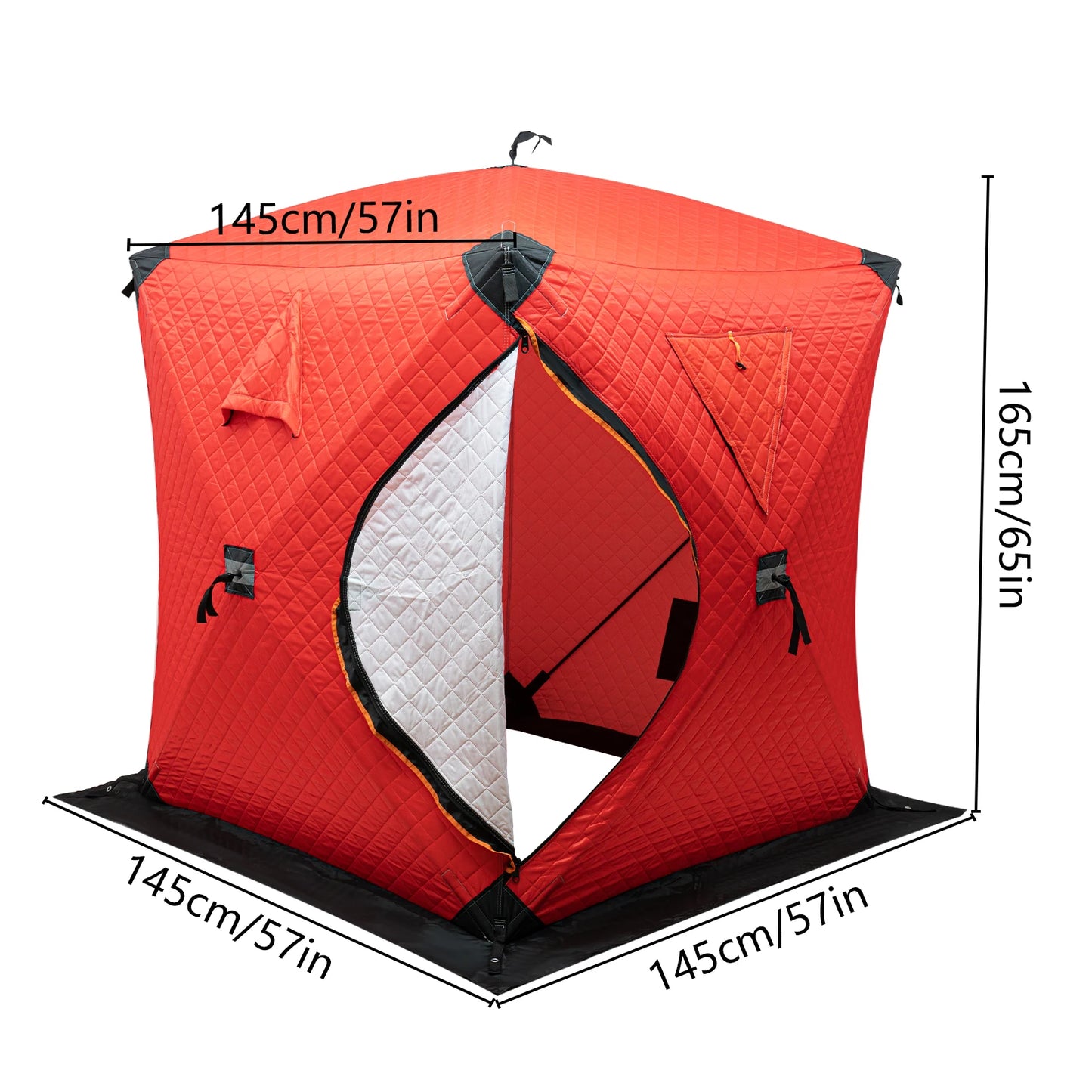 Orange / Blue / Red / Camouflage Ice Fishing Tent Outdoor Square Thermal Shelter Dual Zipper Windproof Tent for Camping Hiking Fishing