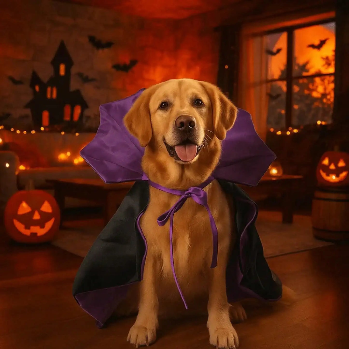 Stand-Collar Halloween Pet Costume Comfortable Adjustable Dogs Cape Pet Supplies Soft Fabric Kitten Puppy Dress Party