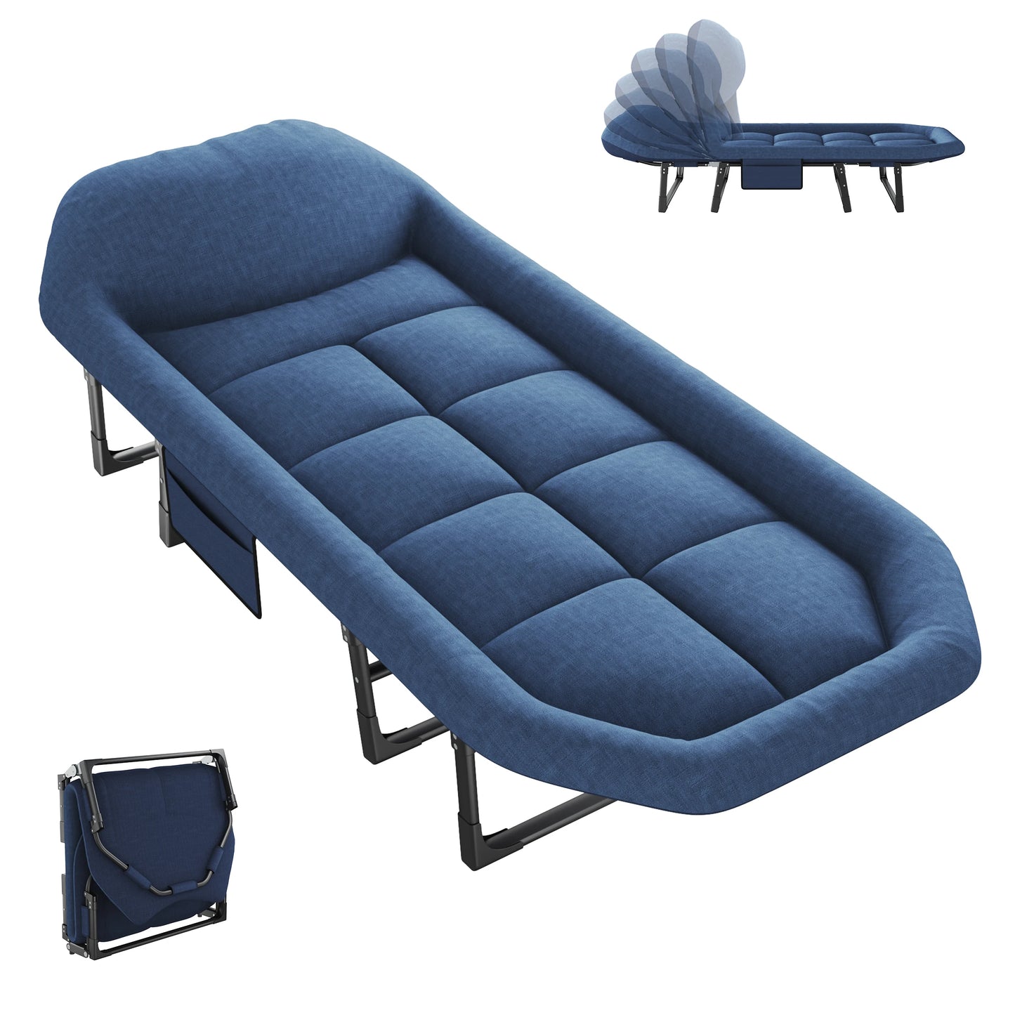 Adjustable Folding Camping Bed with Mattress  Lightweight Camping Cot with Carry Bag 6 Angle Foldable Camping Bed for Camp Outdoor Supports 450 Lbs
