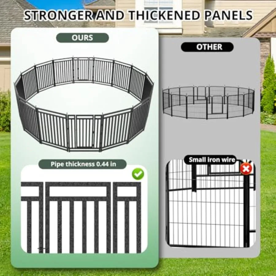 Dog Fence Outdoor for Yard Dog Playpen Indoor 40 Height 16 Panels Portable Puppy Playpen Dog Kennel for RV Camping Black Silver