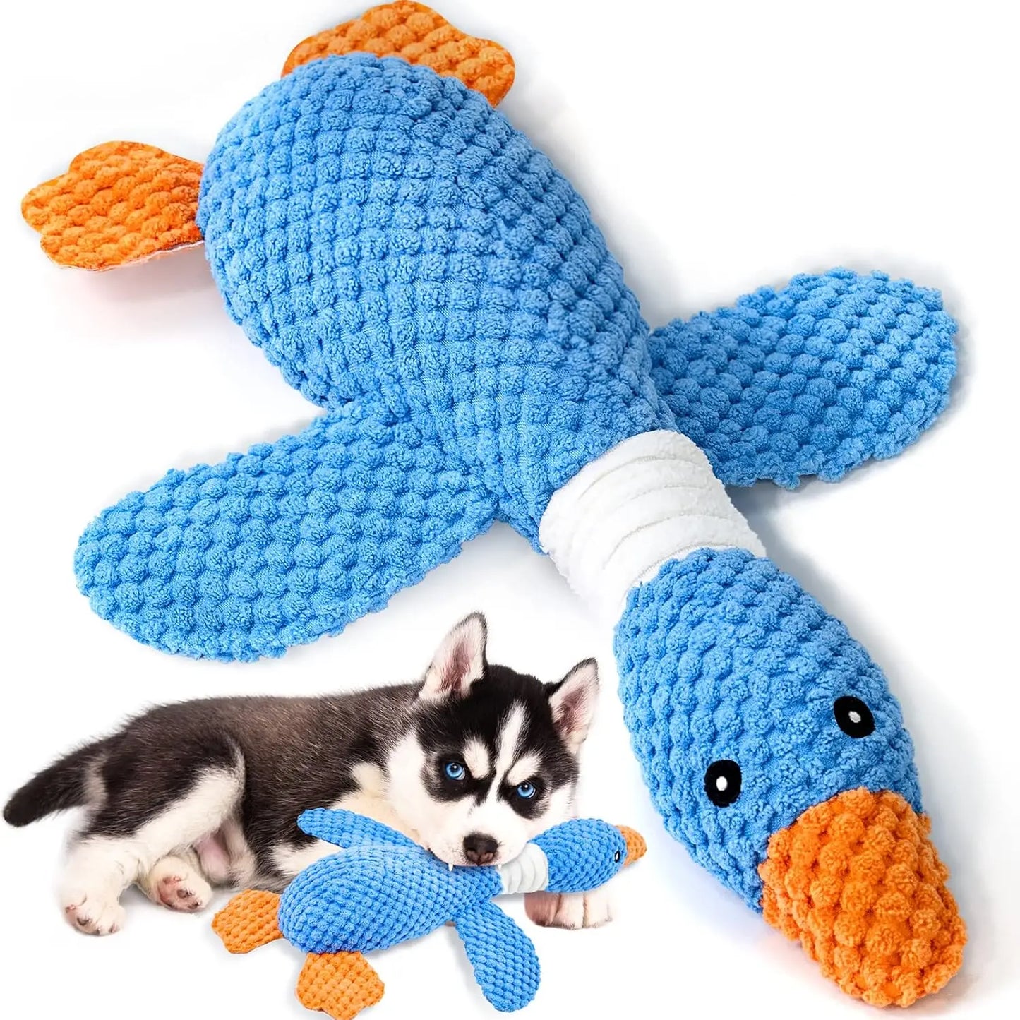 Upgraded Goose Indestructible Dog Toys for Aggressive Chewers Small Medium Large Breed, Crinkle Squeaky Plush Dog Puppy Chew Toy