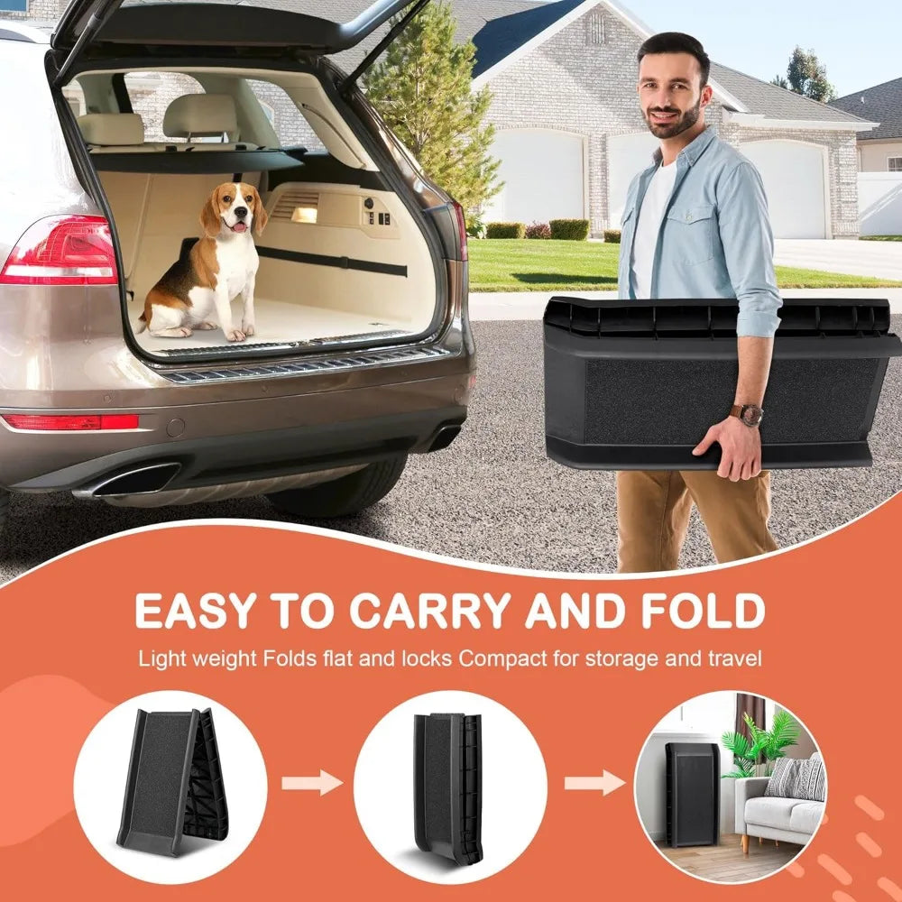 Folding Dog Ramp for Car, Truck, SUVs 62" Pet Ramp for Large Dogs Non Slip with Raised Siderails