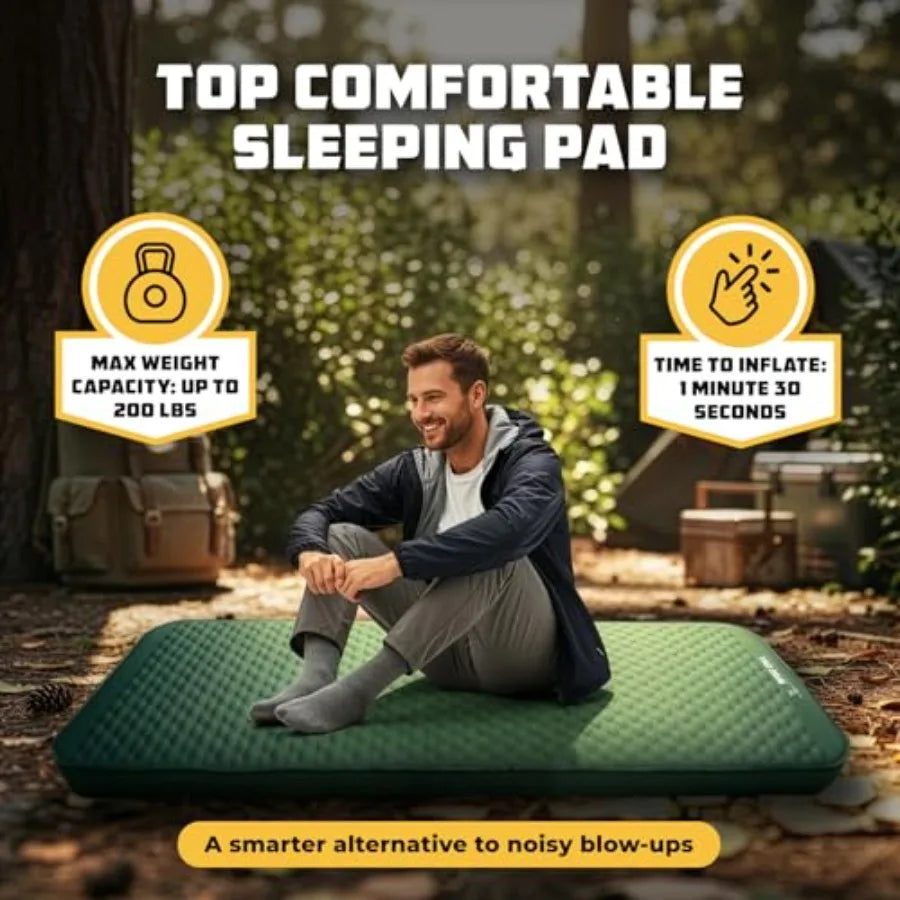 Self Inflating Sleeping Pad with Electric Pump 4" Camping Air Mattress Pad with Foam for Adults Camp Mat for Tent SUV and Road