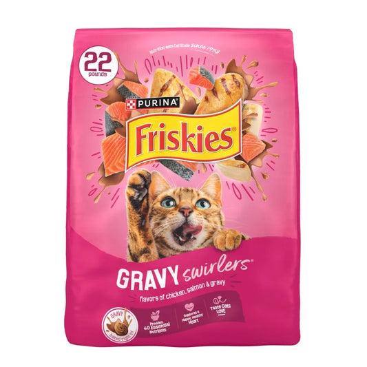 Gravy Swirlers Dry Cat Food Flavors of Chicken, Salmon and Gravy, 22 lb Bag