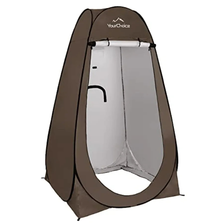 Pop-Up Privacy Shower Tent 3.9 x 3.9 x 6.2FT Portable Camping Changing Room Instant Setup Outdoor Shelter with Silver Coating
