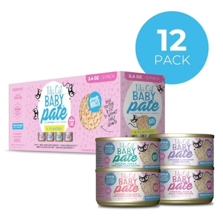 Baby Pate Wet Cat Food for Kittens Variety Pack, 2.4 oz. Cans 12 Count
