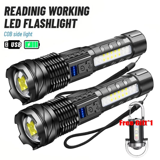 Ultra-Bright LED Flashlight Rechargeable Handheld Torch Strong Light Long Range Tactical Emergency Lamp Outdoor Camping Lantern