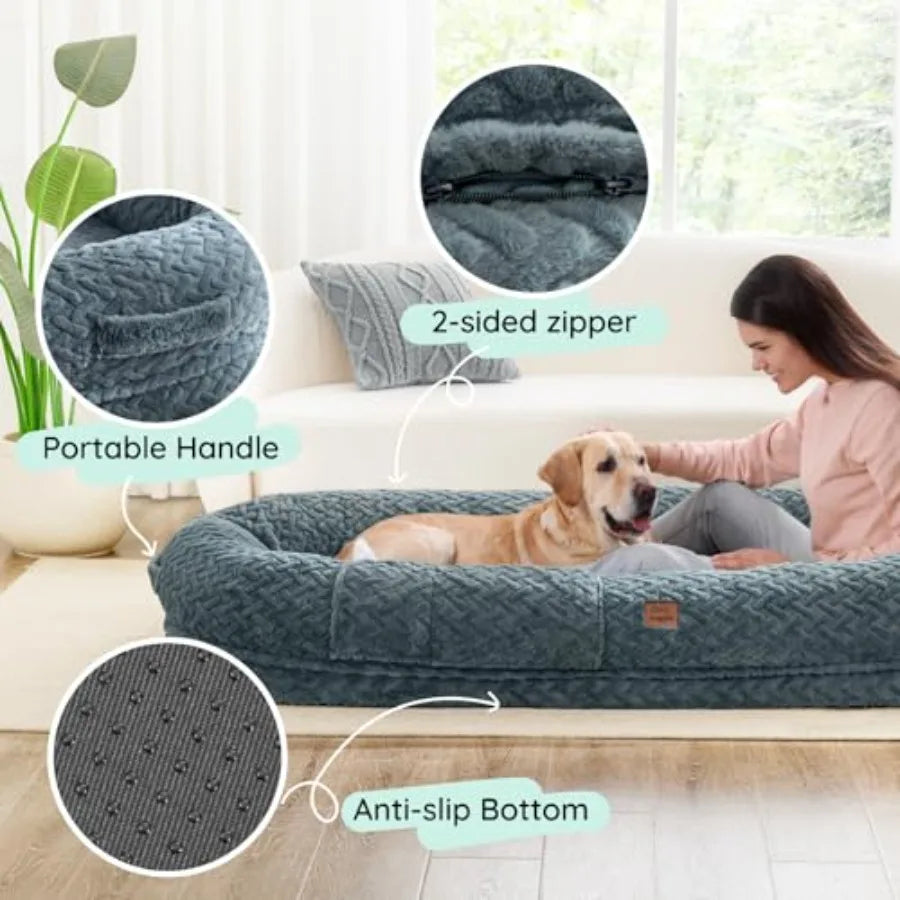 Human Dog Bed Cover - Luxury Faux Fur Giant Size Dog Bed Cover 72" x 40" x 10"