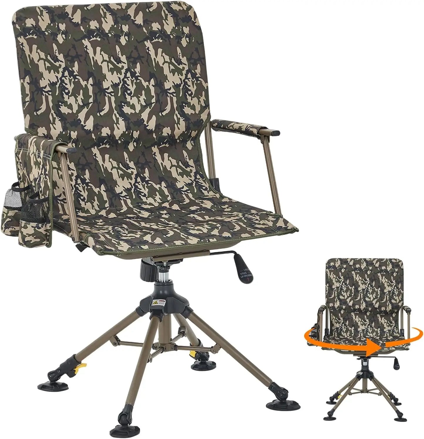Hunting Chair 360 Degree Swivel Silent Folding Portable Blind Seat With 4 Adjustable Legs And Seat Height Anti Sink Feet Armrests Stable 330 Lbs Capacity
