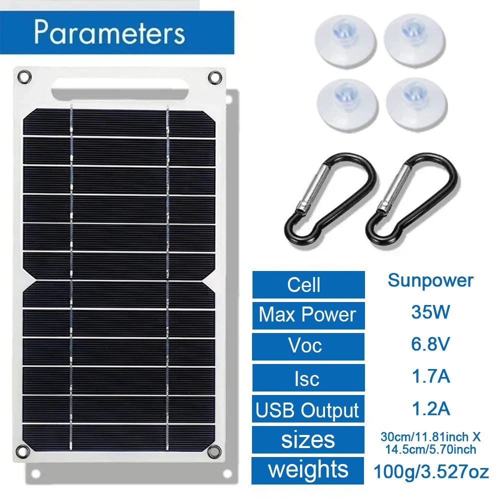 35W Portable Foldable Solar Charger Panel Dual USB Ports Fast Charging Power Bank iPhone Camping Outdoor Travel