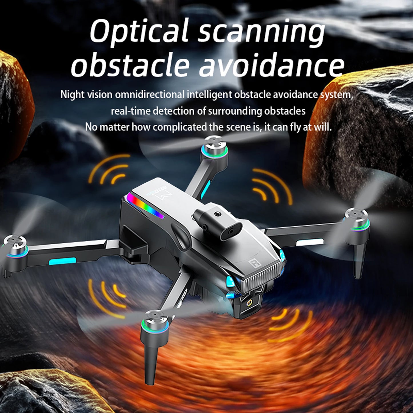 Head 3-Color Light M107 Drone, Hover 7-Color LED Gradient, One Click Takeoff and Landing, Headless Mode, One Click Roll, Take Photos and Videos, High-Definition Camera, Optical Flow Hover, Electrically Adjustable Camera