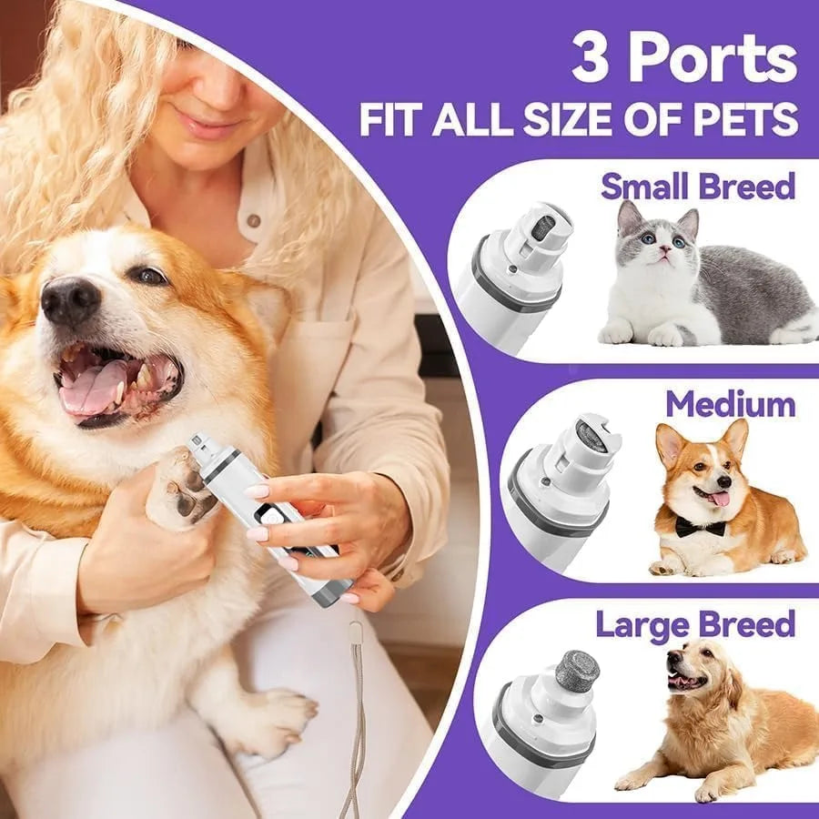 Dog Nail Grinder Quiet- Cat and Dog Nail Grinder with LED Light and Battery Display and Upgrade Grinding Head - Painless Dog Nail Grinder