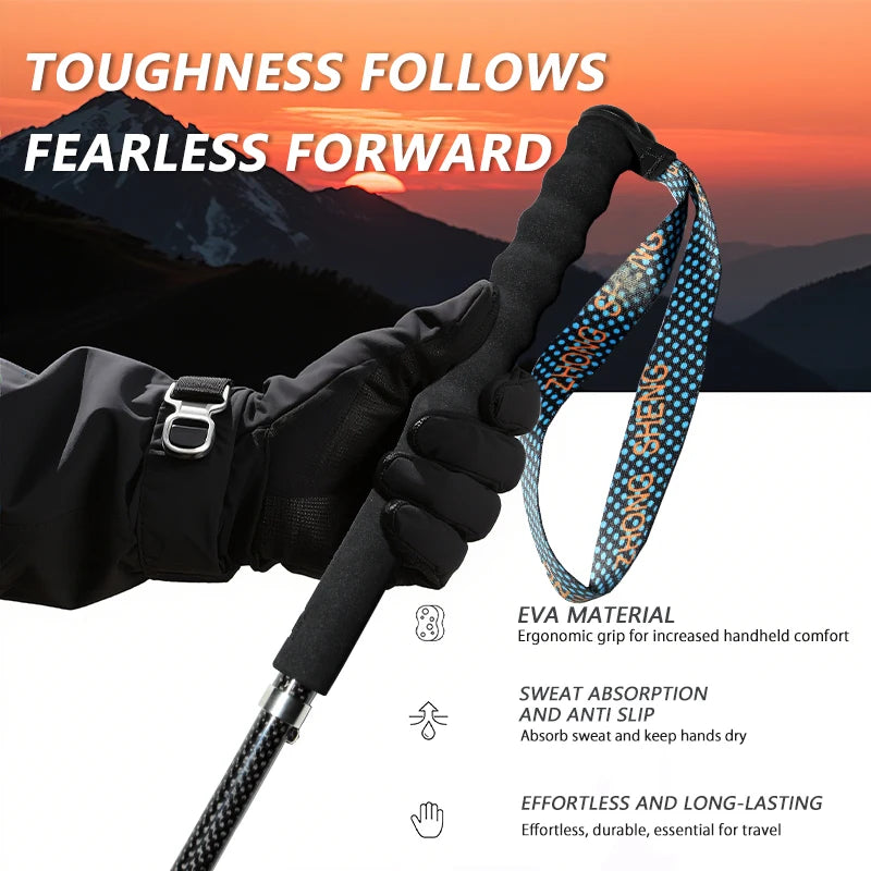 Local + Carbon City Walking Running Sticks Lightweight T800 Carbon Fiber Collapsible Telescopic Pole Hiking Cane Trekking Poles