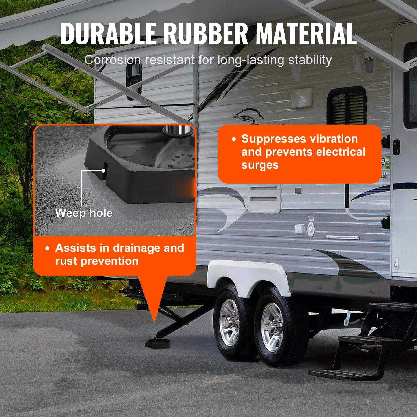 RV Leveling Pads Round Landing Feet Permanent Attached Jack Stabilizers Rubber Travel Trailers Class A/C Motorhome