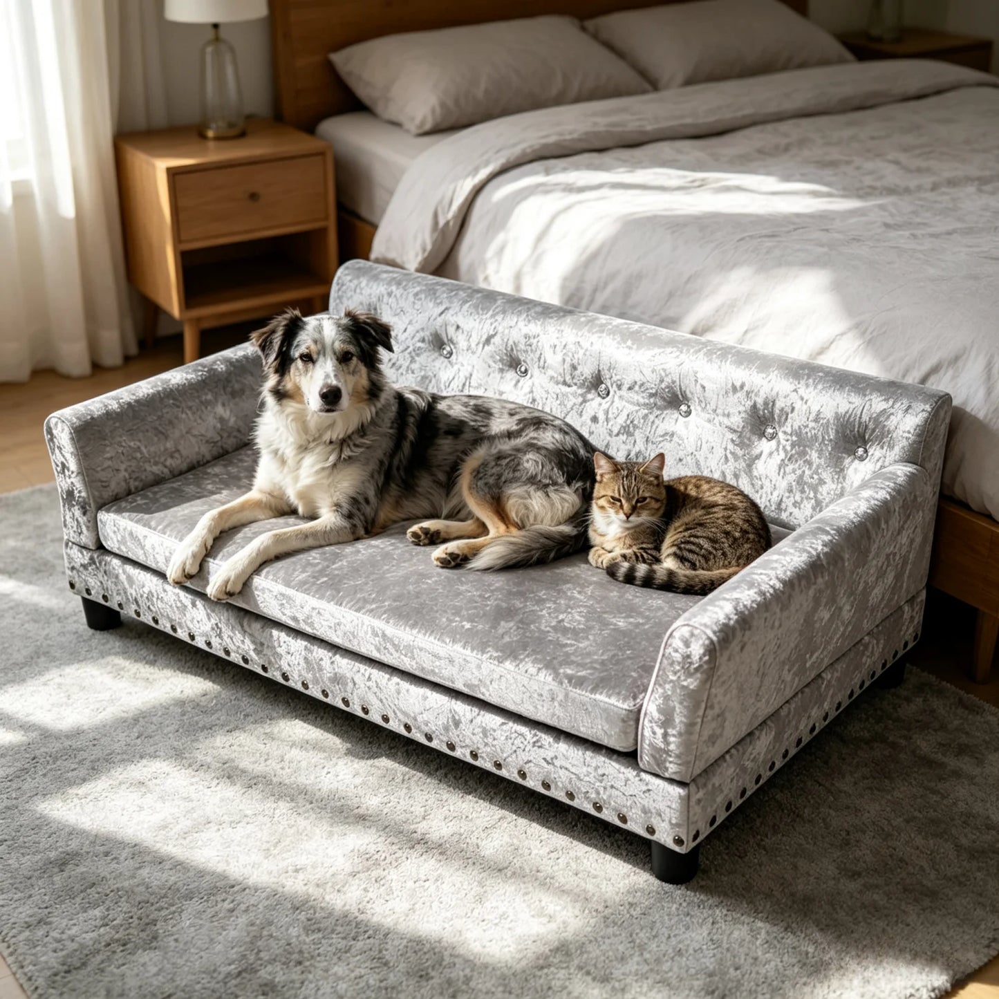 Extra Large Dog Sofa Couch Bed for Medium to Large Dogs Elevated Pet Sofa Lounge Furniture Removable Sponge Cushion