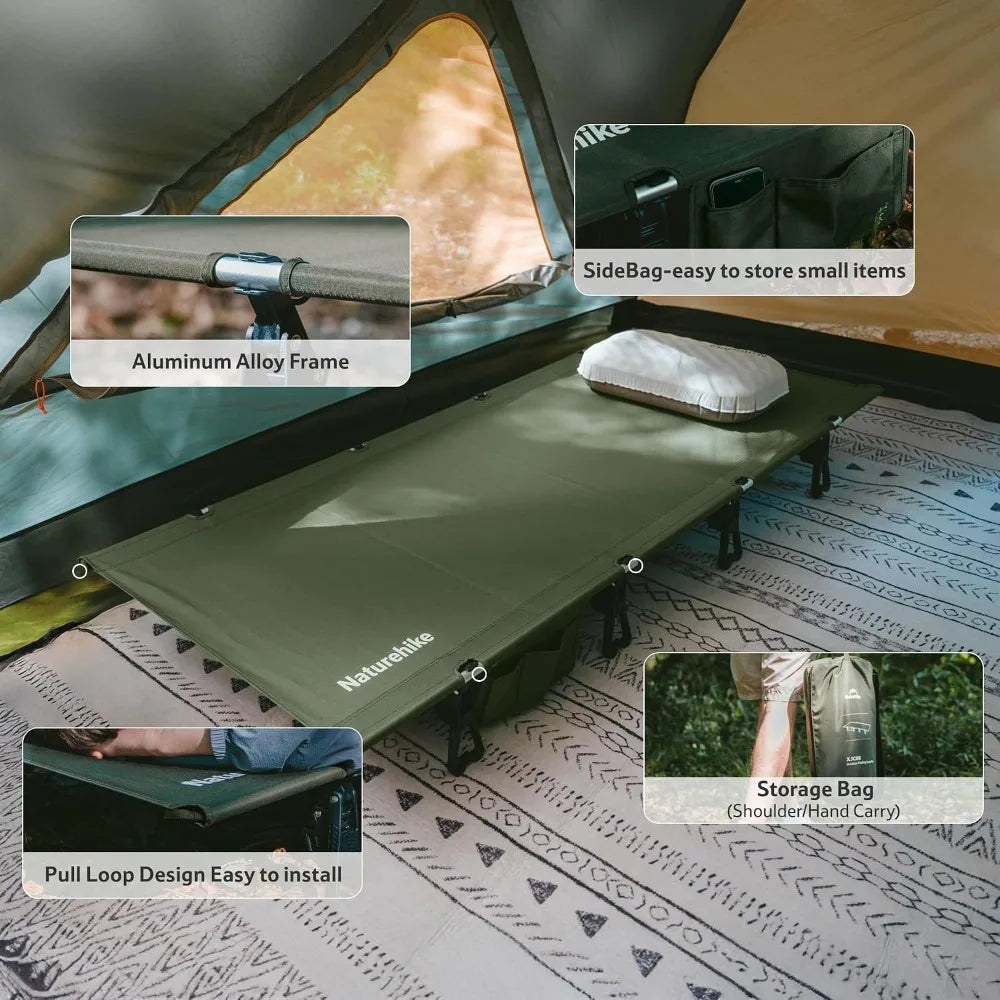 Extra Wide Camping Cot 29.5in, Folding Lightweight Bed for Adults, Portable Sleeping Cot for Outdoor Travel Backpacking